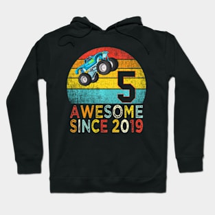 Kids 5Th Birthday Monster Truck Lover 5 Years Old Hoodie